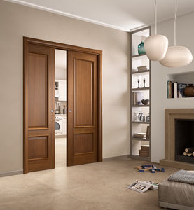 indoor door / swing / wooden / semi-glazed