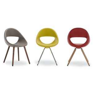contemporary restaurant chair / upholstered / wooden / steel