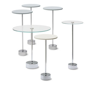 contemporary side table / glass / round / commercial
