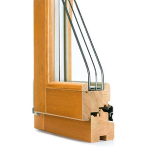 swing window / wooden / triple-glazed