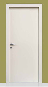 swing door / wooden / flush / lacquered