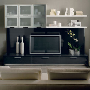 wall-mounted shelf / contemporary / glass / with glass panel