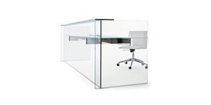stainless steel reception desk / glass