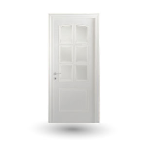 indoor door / swing / wooden / semi-glazed