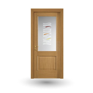 indoor door / swing / wooden / semi-glazed