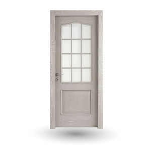 indoor door / swing / wooden / semi-glazed