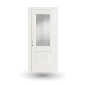 indoor door / swing / wooden / semi-glazed