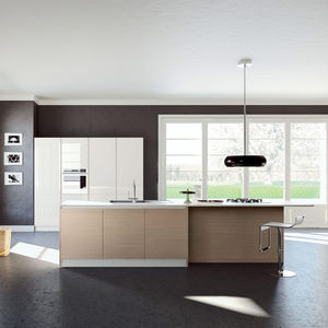 contemporary kitchen / wood veneer / polymer / island