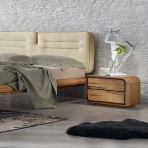 contemporary bedside table / ash / curved / with drawer
