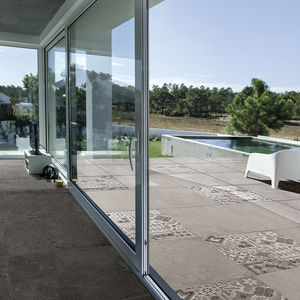 outdoor tile / floor / porcelain stoneware / plain