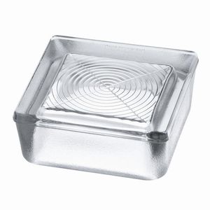 half-bucket glass brick / square / embossed / for flooring