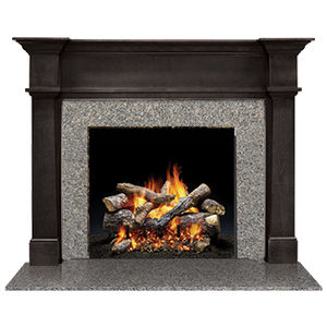 contemporary fireplace surround / granite / wooden