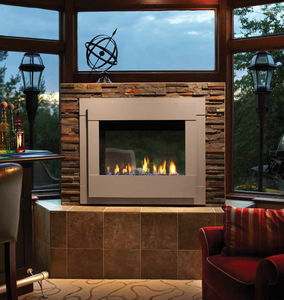 gas fireplace / contemporary / closed hearth / double-sided