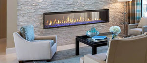 gas fireplace / contemporary / closed hearth / built-in