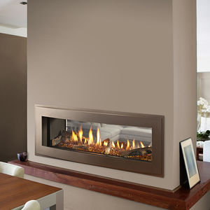 gas fireplace / contemporary / closed hearth / built-in