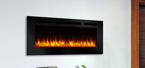 electric fireplace / contemporary / closed hearth / built-in
