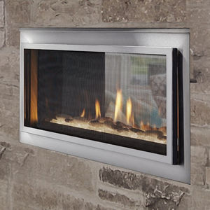 gas fireplace / design / closed hearth / double-sided