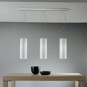 pendant lamp / contemporary / chromed metal / glass
