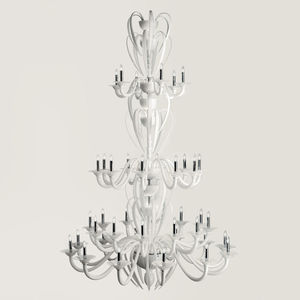 traditional chandelier / glass / halogen / handmade
