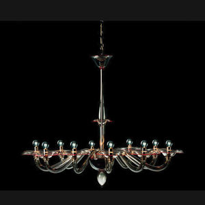 traditional chandelier / glass / halogen / handmade