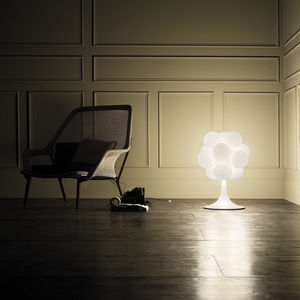 table lamp / original design / lacquered metal / glass