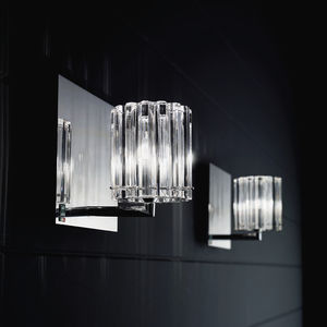contemporary wall light / chromed metal / glass / halogen