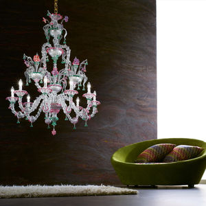 traditional chandelier / glass / halogen / commercial
