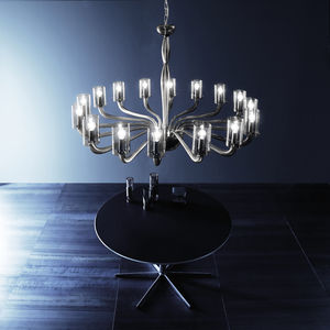 traditional chandelier / glass / chromed metal / halogen