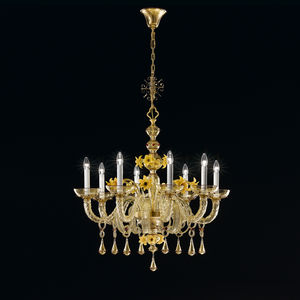 traditional chandelier / glass / halogen / commercial