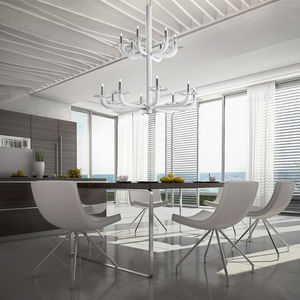 traditional chandelier / glass / chrome / halogen