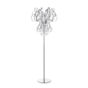 floor-standing lamp / original design / chromed metal / glass
