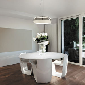 pendant lamp / contemporary / chromed metal / glass