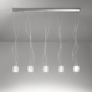 pendant lamp / contemporary / chromed metal / glass