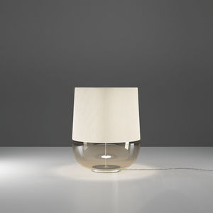 table lamp / contemporary / chromed metal / glass