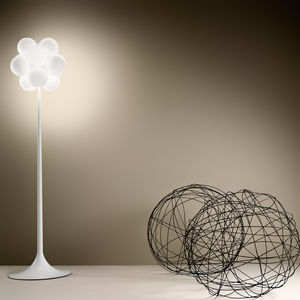 floor-standing lamp / original design / metal / glass