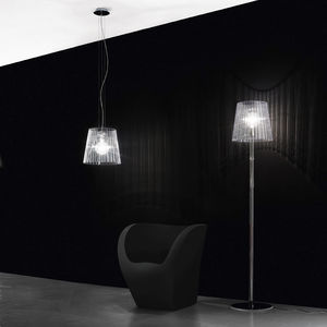 floor-standing lamp / contemporary / chromed metal / blown glass