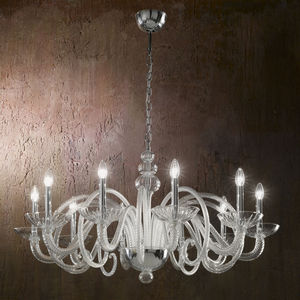 traditional chandelier / glass / lacquered metal / halogen