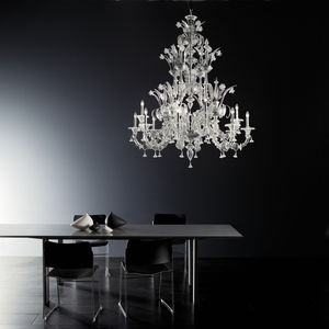 traditional chandelier / glass / halogen / handmade