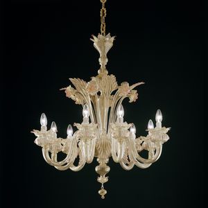 traditional chandelier / glass / halogen / handmade