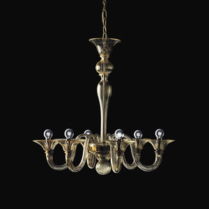 traditional chandelier / glass / halogen / handmade