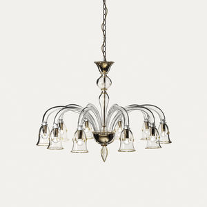 traditional chandelier / glass / halogen / handmade