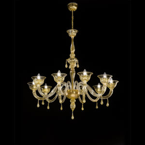 traditional chandelier / glass / halogen / handmade
