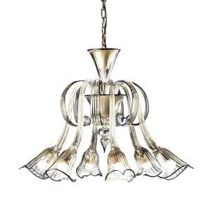 traditional chandelier / glass / halogen / handmade