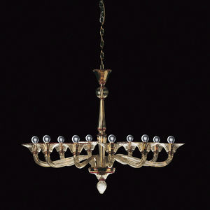traditional chandelier / glass / halogen / handmade