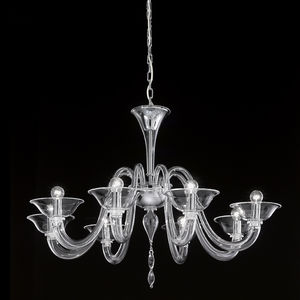 traditional chandelier / glass / halogen / handmade