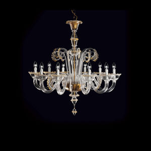 traditional chandelier / glass / halogen / handmade