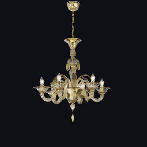 traditional chandelier / glass / halogen / handmade