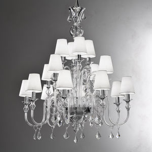 traditional chandelier / glass / chromed metal / silk