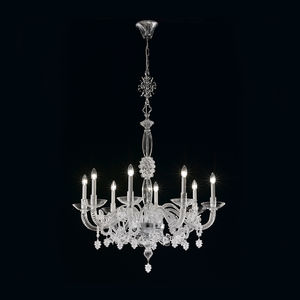 traditional chandelier / glass / nickel / halogen