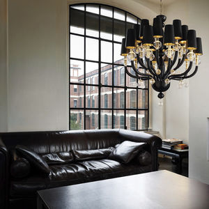 contemporary chandelier / glass / silk / halogen